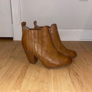 Brown heeled booties